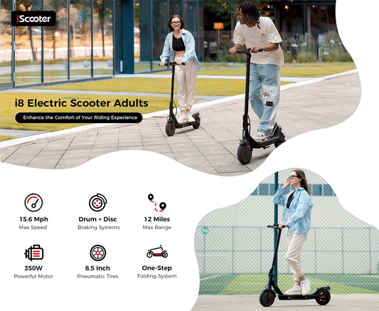 iScooter i8 lightweight folding scooter being carried by hand